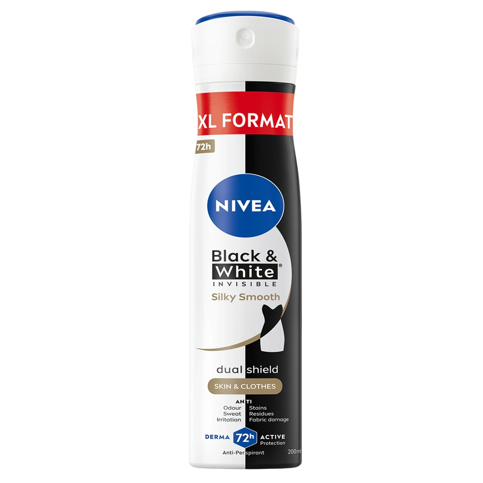 اسپری دئودورانت زنانه نیوآ مدل 72H Black & White Invisible Silky Smooth