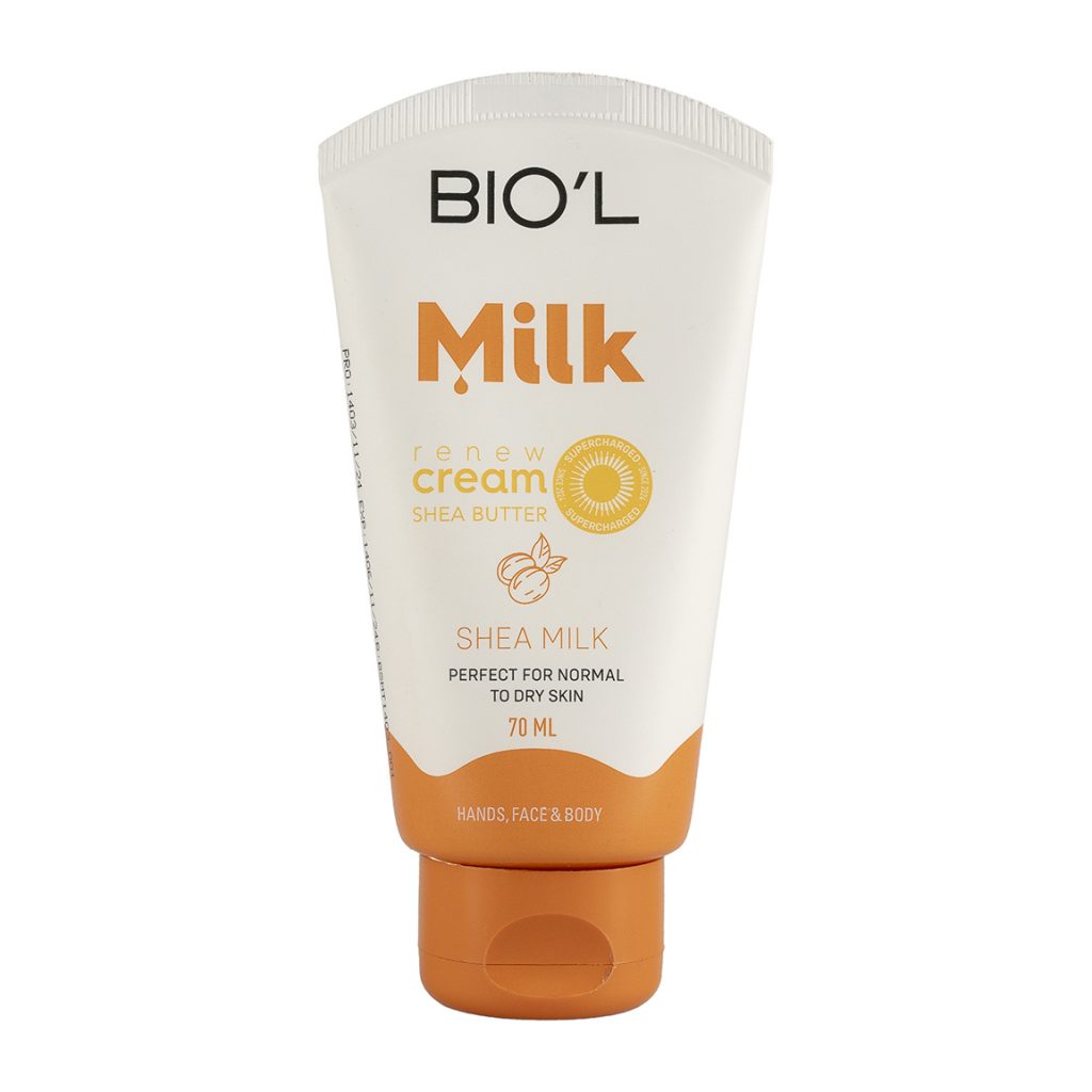 کرم مرطوب کننده بیول مدل Shea Milk حاوی پروتئین شیر و شی باتر حجم 70 میلی لیتر