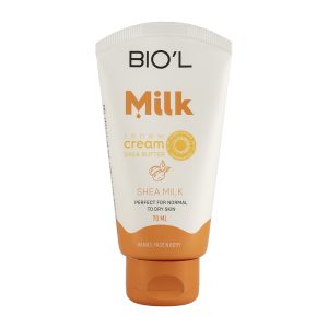 کرم مرطوب کننده بیول مدل Shea Milk حاوی پروتئین شیر و شی باتر حجم 70 میلی لیتر