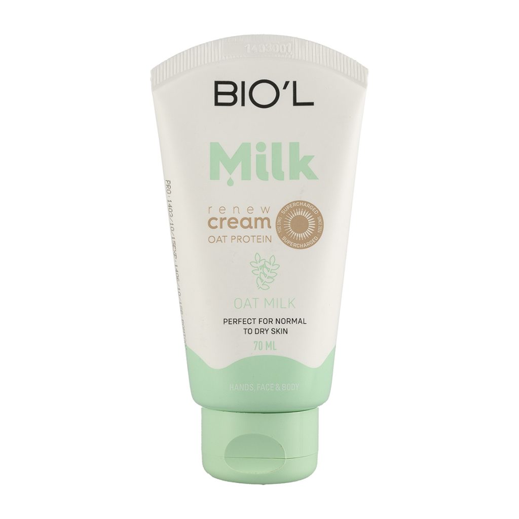 کرم مرطوب کننده دست و صورت بیول مدل Oat Milk حاوی پروتئین شیر و جو دوسر حجم 70 میلی لیتر
